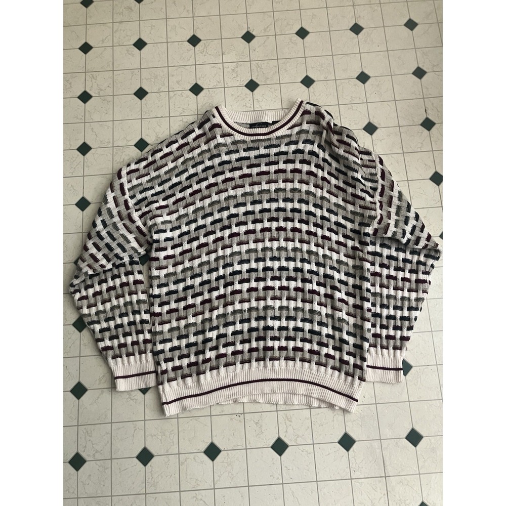 VTG Consensus Biggie Smalls 3D Chunky Heavy Knit Sweater Size Lg Geometric Rap